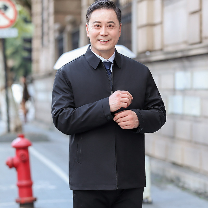 【鹅绒】可拆卸内胆羽绒服干部翻领中年冬装夹克外套男23296P160,男装羽绒服,星座1010A-1