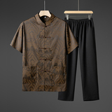 夏季风短袖套装男中老年人休闲爸爸爷爷装单上衣批35T601P50，男装休闲套装，星座1010A-1