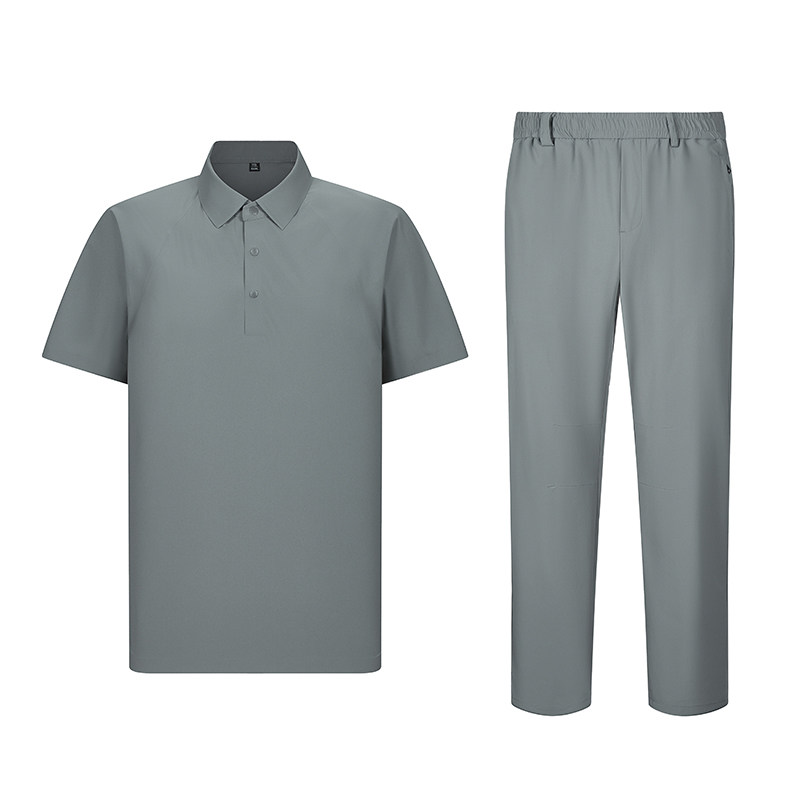 防晒速干短袖套装男士夏季休闲Polo衫冰丝长裤爸爸两件套5955P115，男装休闲套装，星座1010A-1