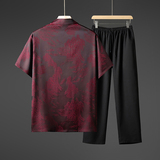 夏季唐装短袖套装男新式风爸爸装两件套装P50单件批35，男装休闲套装，星座1010A-1