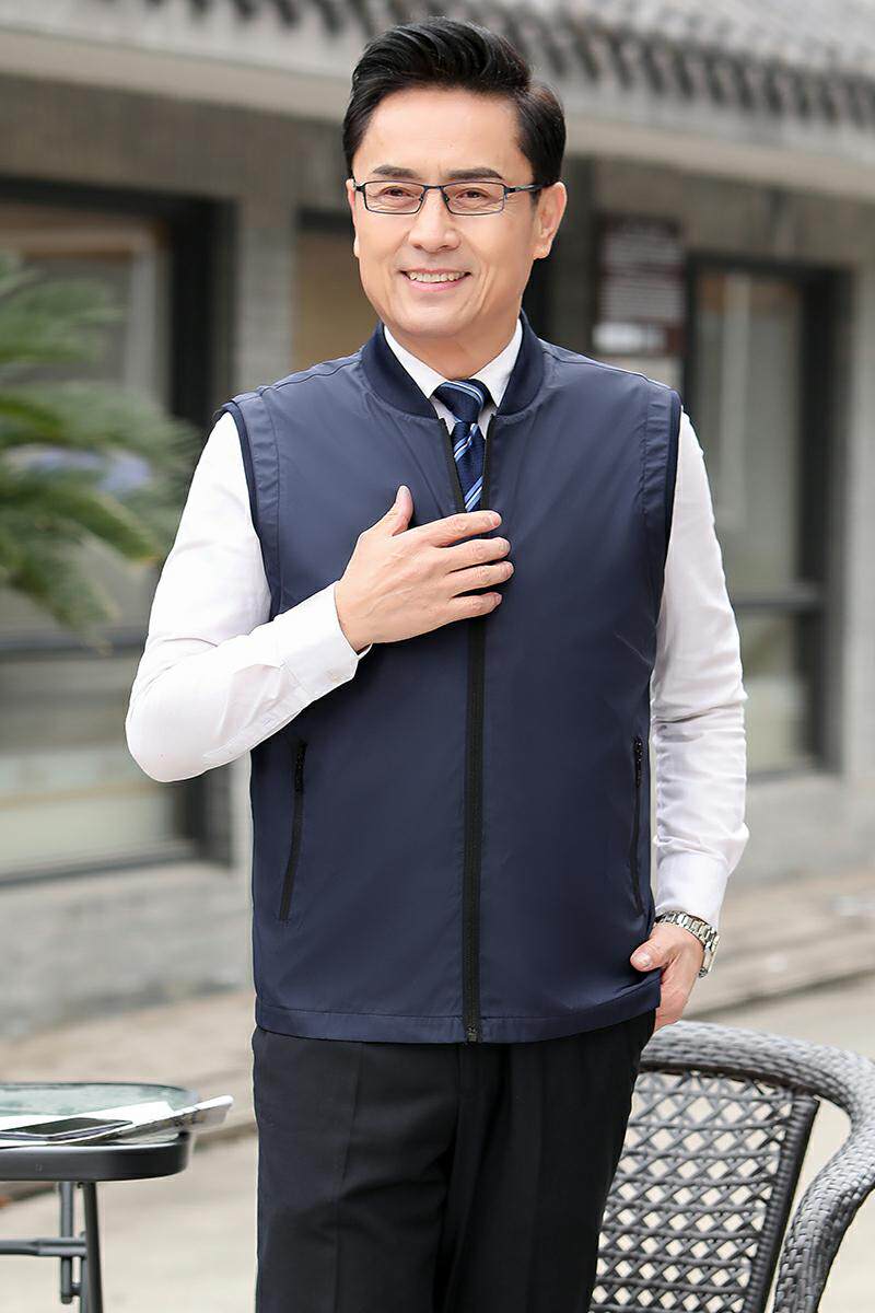 春秋季中老年商务马甲男爸爸装棒球领无袖马夹克男1188P80,男装背心/马甲,星座1010A-1