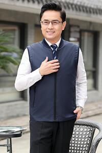 春秋季中老年商务马甲男爸爸装棒球领无袖马夹克男1188P80图片