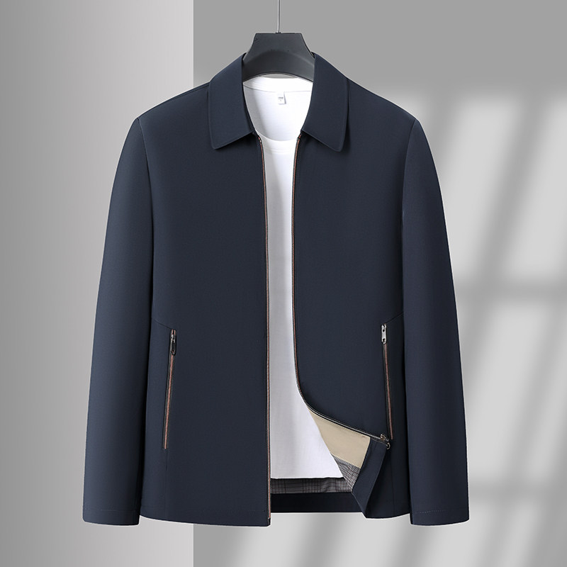 春秋新款中年商务休闲夹克男士行政爸爸外套翻领干部上衣B08P55，男装夹克，星座1010A-1