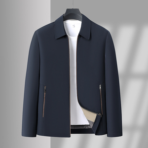 春秋新款中年商务休闲夹克男士行政爸爸外套翻领干部上衣B08P55，男装夹克，星座1010A-1