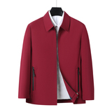 中老年翻领夹克男爸爸装商务公务行政夹克外套本命年红色6528P60，男装夹克，星座1010A-1