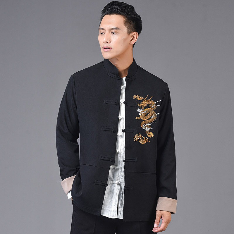 春秋装盘扣唐装上衣外套男龙刺绣夹克外套汉服民族风3301P75，男装民族服装，星座1010A-1