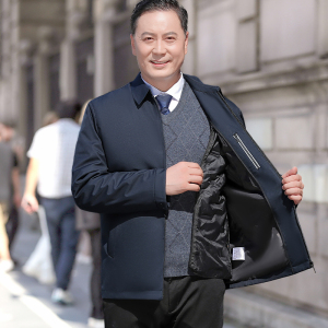可拆卸内胆鹅绒羽绒服男冬季中年男爸爸冬装夹克版外套23296P160图片