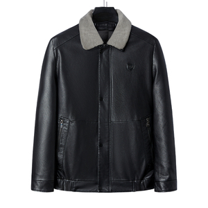 翻领皮羽绒服男冬可脱卸内胆加厚中老年男爸爸装绵羊毛领2217P225图片