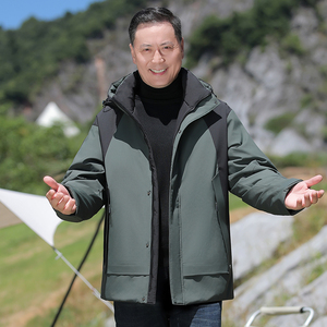 羽绒服男爸爸装户外风冲锋羽绒上衣白鸭绒登山工作服红色5018P258图片