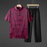 夏季风短袖套装男中老年人休闲爸爸爷爷装单上衣批35T601P50，男装休闲套装，星座1010A-1