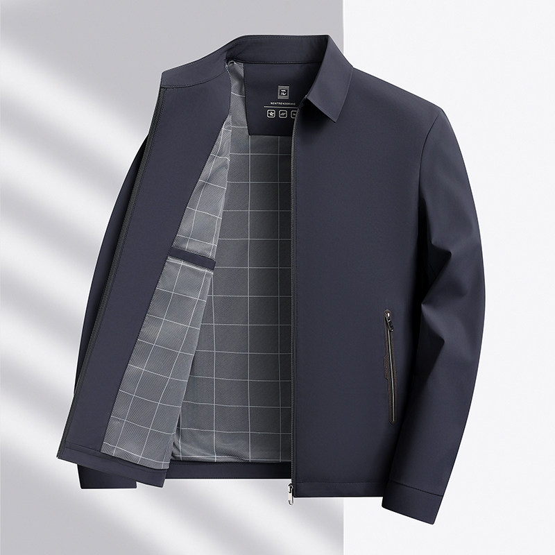 【牛奶丝】中老年爸爸春装外套商务男士上衣翻领夹克男薄2566P75，男装夹克，星座1010A-1