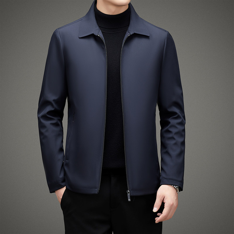加绒夹克男商务休闲外套中老年人爸爸装外套加绒加厚6523-1P75,男装夹克,星座1010A-1