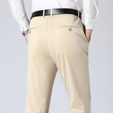 高弹夏季薄款冰丝休闲裤男中老年宽松直筒高腰西裤工作裤男703P30，男装休闲裤，星座1010A-1