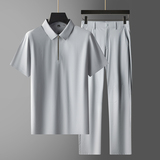 全无缝商务休闲套装男品质男装夏季冰丝两件套5966P135，男装休闲套装，星座1010A-1