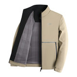 新款男士商务休闲夹克男爸爸装中老年春秋季立领外套上衣B09P50，男装夹克，星座1010A-1