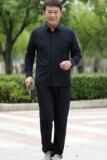 春秋款灯芯绒套装男长袖衬衫套装男爸爸装松紧长裤两件套5608P98，男装休闲套装，星座1010A-1