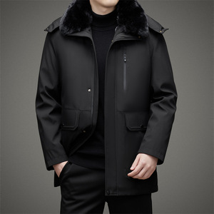爸爸冬装外套棉衣男可脱卸内胆棉服中老年加绒加厚棉袄M125P135图片