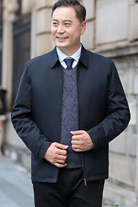 商务行政轻薄羽绒服男士中年翻领夹克秋加厚爸爸装外套23196P140图片