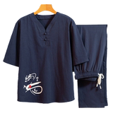 风短袖t恤男夏季半袖体恤唐装复古印花棉套装男装衣服T102P48，男装休闲套装，星座1010A-1