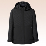 中老年羽绒服男爸爸冬装连帽可卸印花拼接中长款羽绒上衣2266P210，男装羽绒服，星座1010A-1