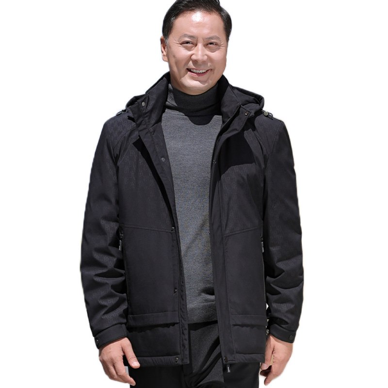 中老年男装时尚羽绒服男爸爸冬装印花中长款加厚保暖外套2266P210,男装羽绒服,星座1010A-1