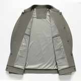 翻领夹克男牛奶丝面料行政商务春秋装外套男按扣扭扣工装8831P80，男装夹克，星座1010A-1