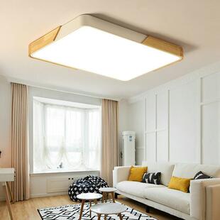 led吸顶灯马卡龙智能卧室灯现代简约大气家用长方形边木客厅灯具