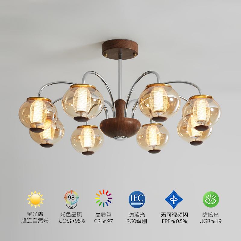 法式中古客厅吊灯vintage复古餐厅胡桃木色书房卧室设计师房间灯