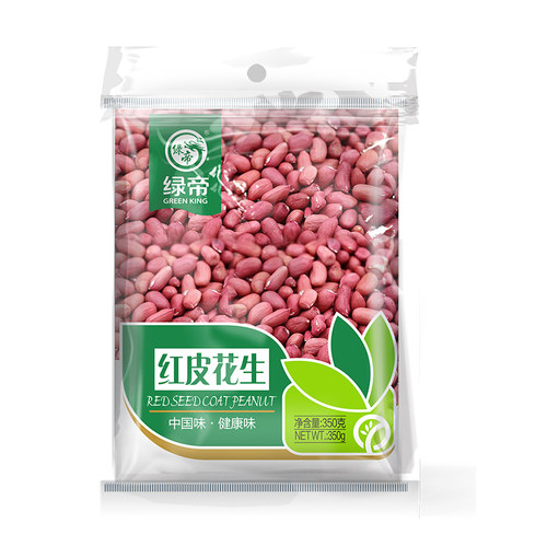 绿帝红皮花生红衣原味花生米下酒菜袋装350g