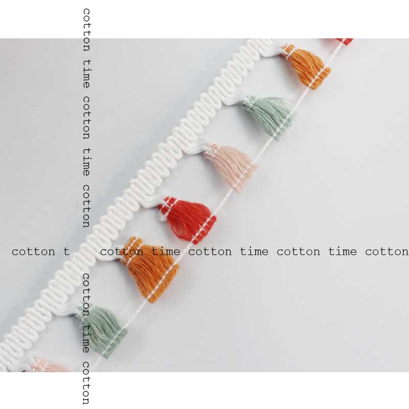 cotton time 4.5cm宽清新ins色流苏吊穗花边围巾服装裙摆窗帘辅料