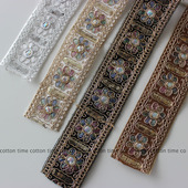 Flower 金线镜面绣花布条亮片绣高档服装 NEW 辅料cotton time