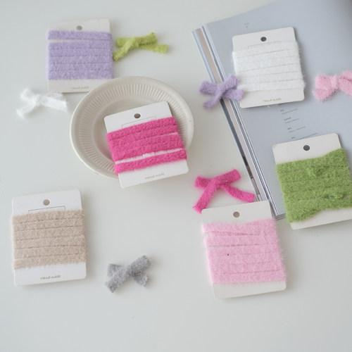 Spring NEW 春日多巴胺 仿貂绒毛条织带 毛毛针织扁带布条花边