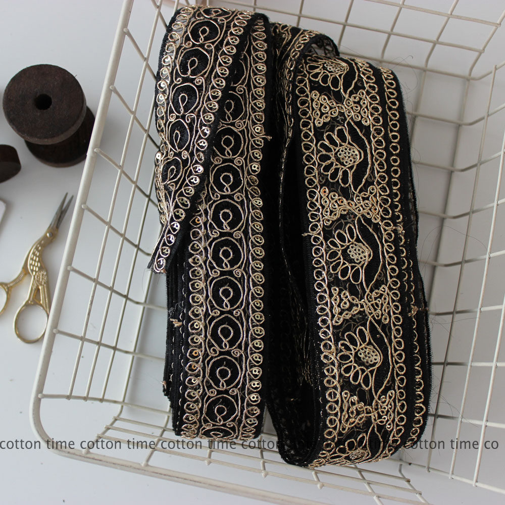 cottontime 国风 黑金刺绣花边 婚纱礼服辅料网纱刺绣带 DIY材料,居家布艺,花边,淘宝优惠券,粉丝福利购,淘宝优惠卷