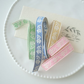 Summer 涤棉编织提花撞色辅料 16mm Vol.1 复古浅彩玫瑰双面织带