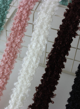 cottontime 2.5cm秋冬新 泰迪卷毛织带 加厚毛呢衣领口袋撞色花边