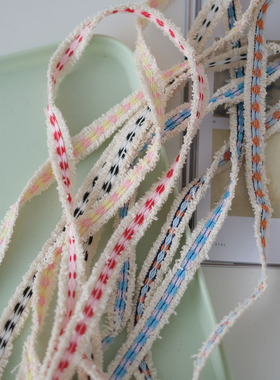 cottontime 花呢小香风编织花边 2cm提花织带 混色服装辅料