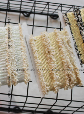 cottontime 2.5cm金银丝织带基础涤棉毛边花边 优质服装箱包辅料