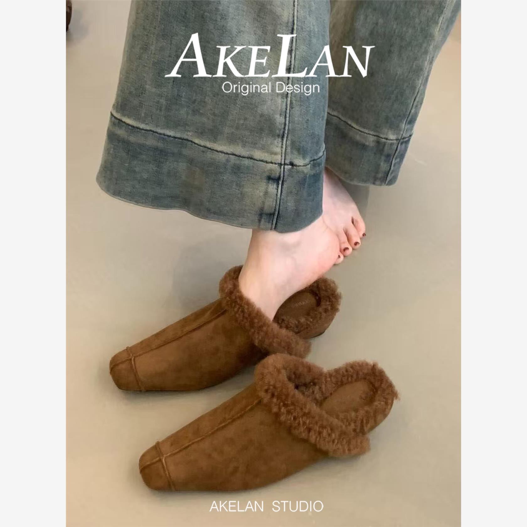 羊皮版~美拉德包头半拖鞋