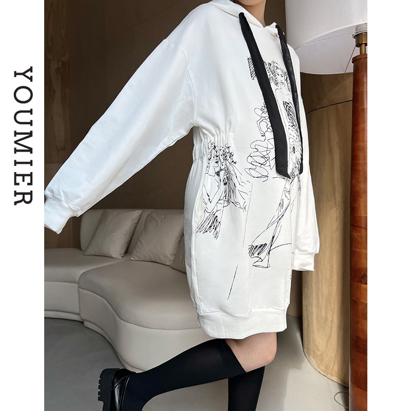 [SPECIAL AREA 2 PIECES 5% OFF] YOUMIL MATERNITY CLOTHES AUTUMN CLOTHES MATERNITY SWEATSHIRT MID-LENGTH BACK BOW SWEATSHIRT DRESS