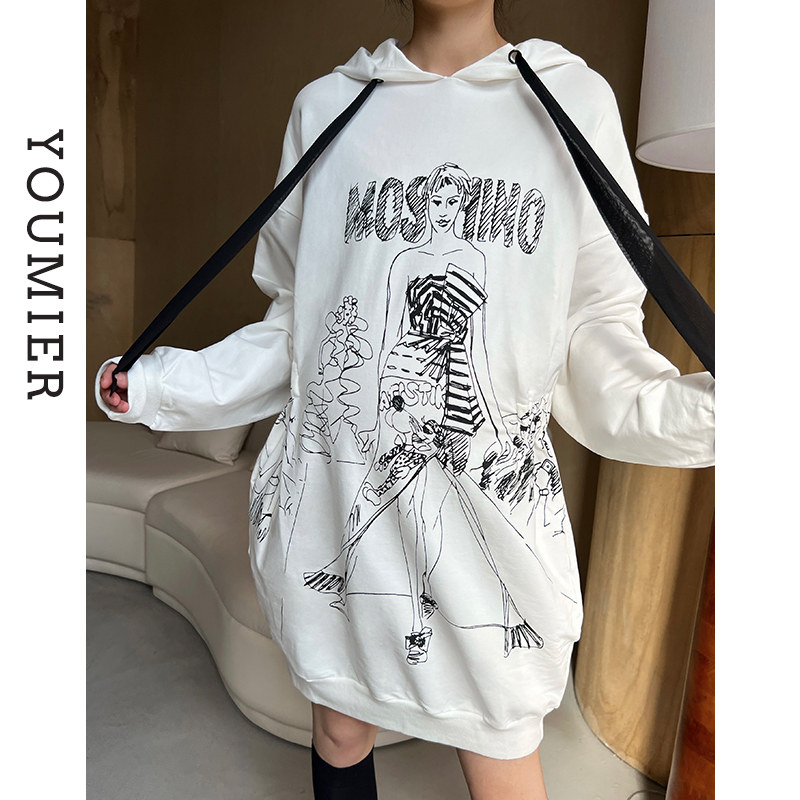 [SPECIAL AREA 2 PIECES 5% OFF] YOUMIL MATERNITY CLOTHES AUTUMN CLOTHES MATERNITY SWEATSHIRT MID-LENGTH BACK BOW SWEATSHIRT DRESS