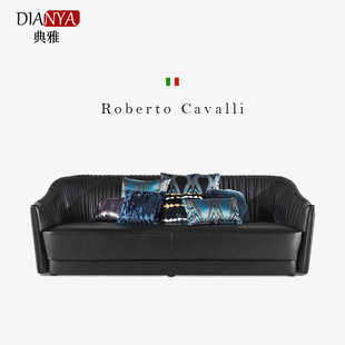 意大利roberto cavalli同款意式极简轻奢头层牛皮高端别墅沙发