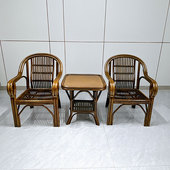 真藤休闲椅家用阳台户外茶桌椅天然藤编椅单人椅老人扶手椅太师椅