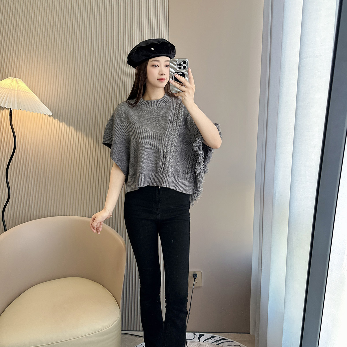 秋冬披肩流苏秋季配裙子斗篷外搭时尚外套不规则圆领毛衣女针织衫