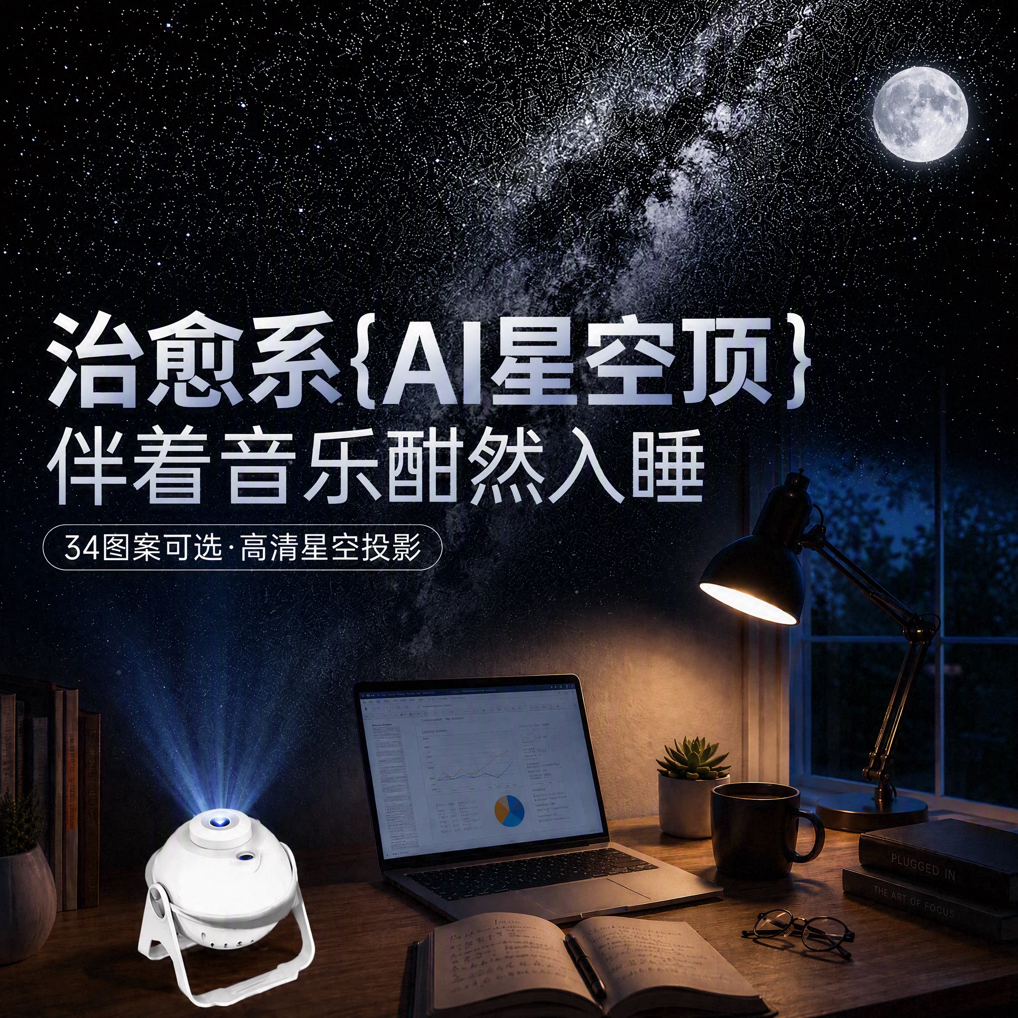 3D动态流星星空投影小夜灯图片