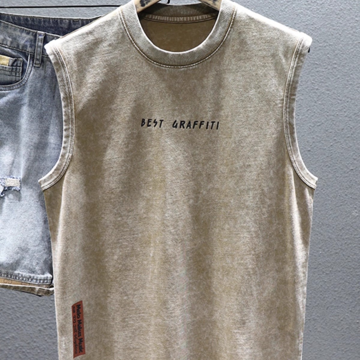 夏季复古纯棉砍袖背心男2025新款