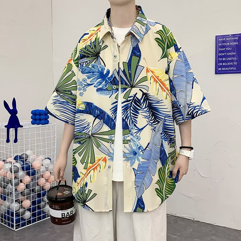 短袖衬衫男夏季新款男士宽松痞帅