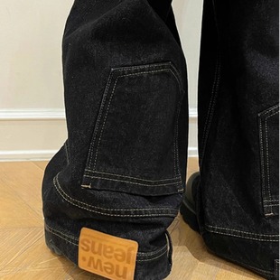 【你裤子穿反了】美式水洗阔腿倒装牛仔裤复古直筒设计反穿裤子