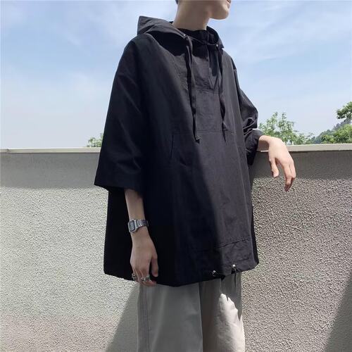 美式机能风冲锋短袖卫衣男款设计