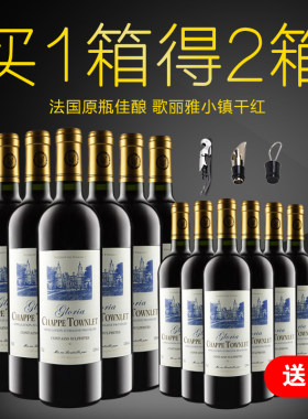 法国原瓶进口红酒整箱沙蒲小镇干红葡萄酒