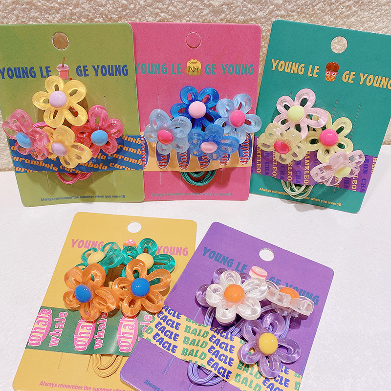 ins夏糖果透色镂空果冻花朵发绳女孩小啾啾甜美发圈发饰两根装发